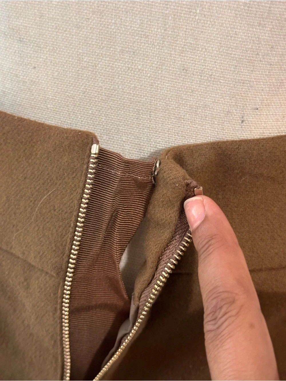 Ann Taylor A-Line Midi Skirt Wool Granola Blend in Camel
